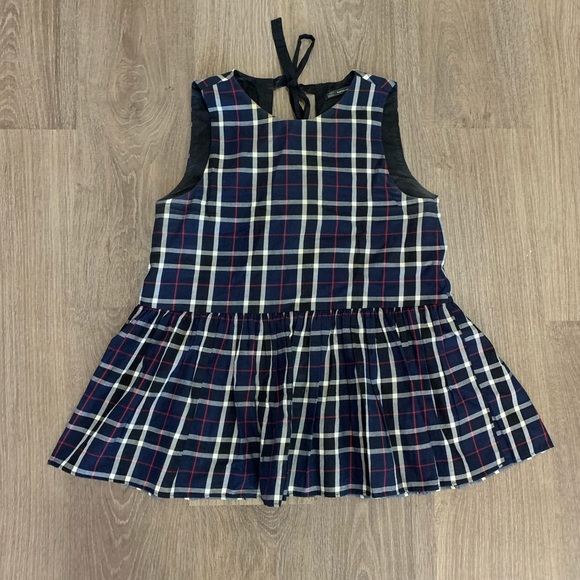 Zara sleeveless Plaid peplum top with tie back detail - Picture 5 of 8